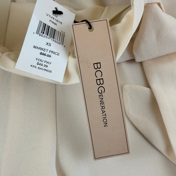 BCBGeneration Pants Womens XS Paperbag Waist Tie Belt Pale Pink Pull On READ - Picture 4 of 15